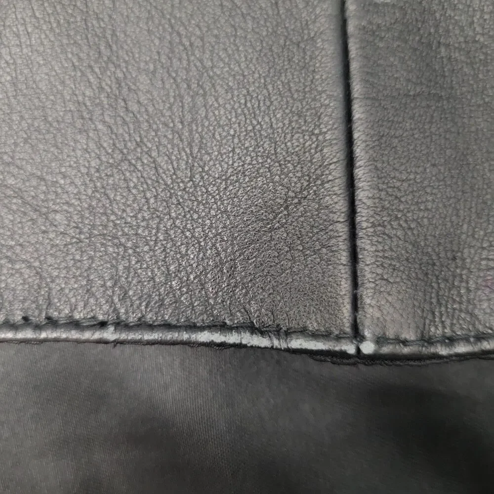 Cavender's Mens Leather Vest Western Ranch Cowboy Biker XXL Black Button Front